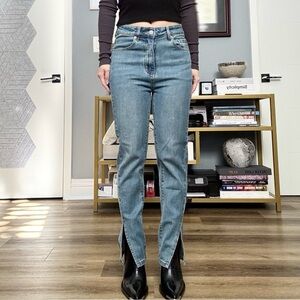 Women's Retro Wash Slim Jeans with Slits, US Waist 24